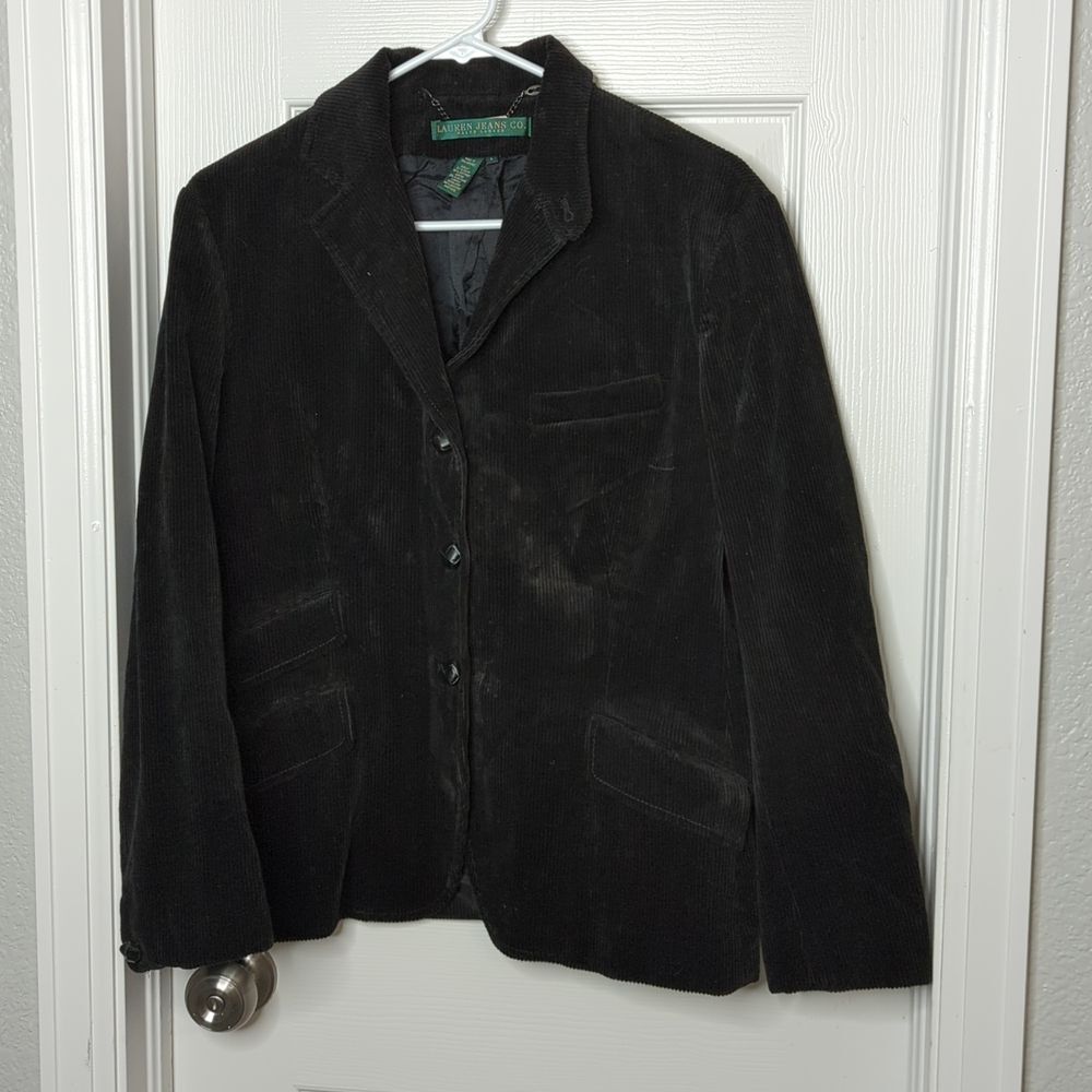 Lauren Jeans Co Black Corduroy Jacket Size L